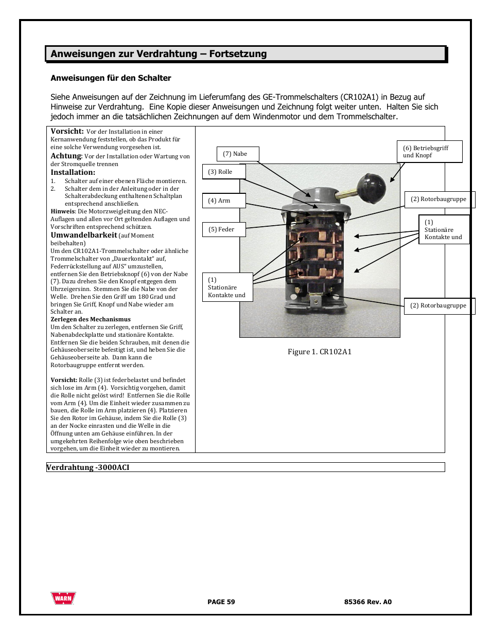 Anweisungen zur verdrahtung – fortsetzung | WARN 3000 ACI User Manual | Page 59 / 144