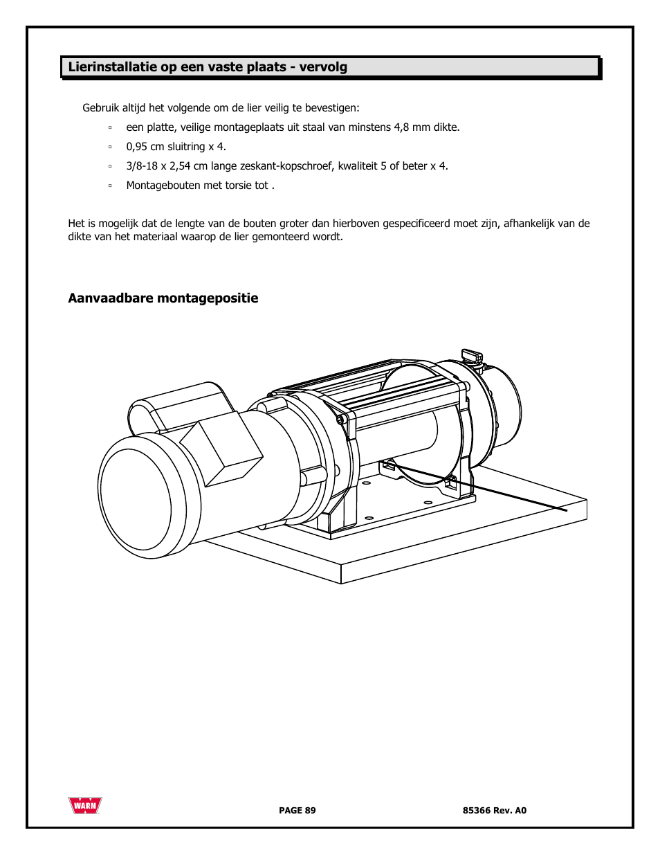 WARN 3000 ACI User Manual | Page 89 / 144