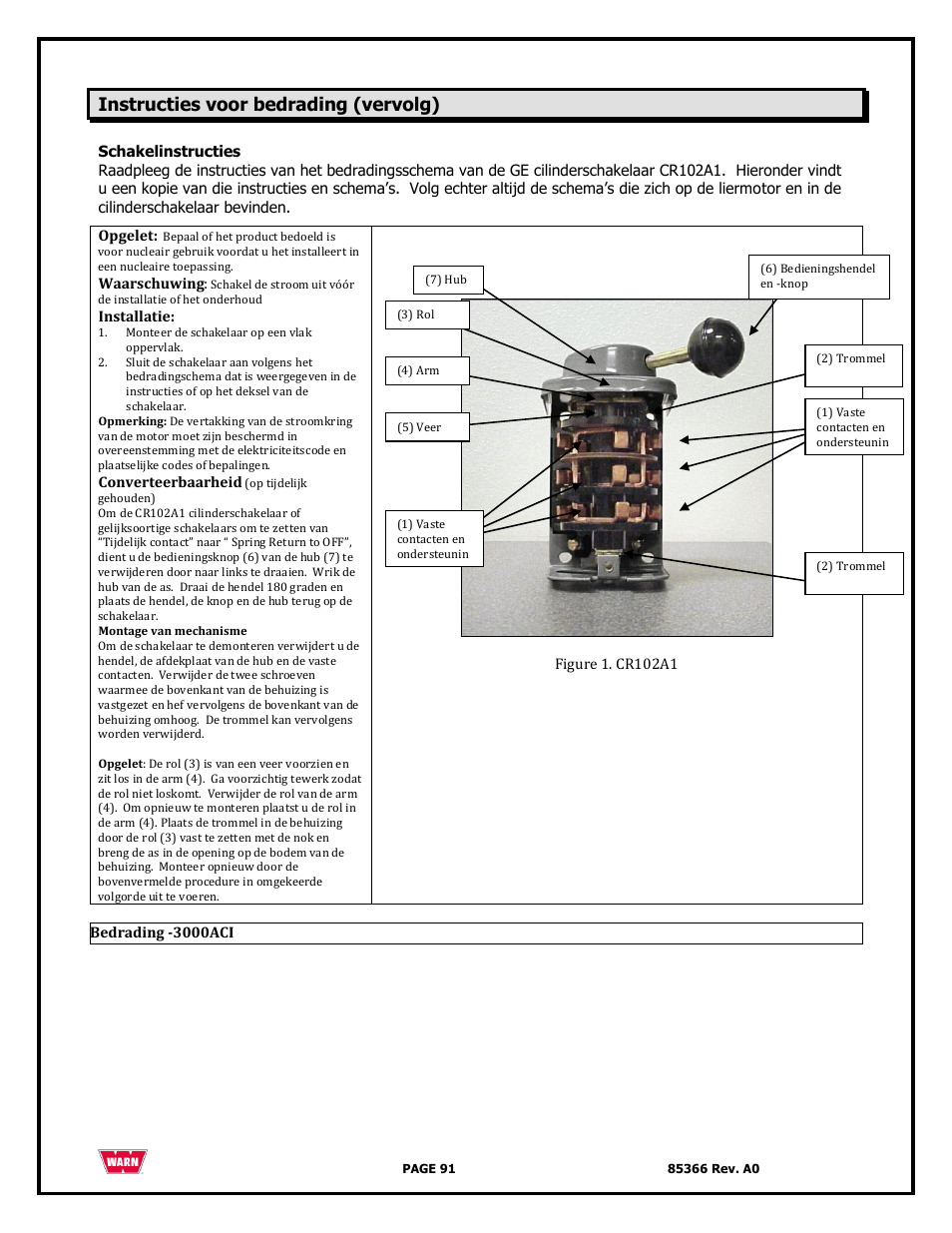 Instructies voor bedrading (vervolg) | WARN 3000 ACI User Manual | Page 91 / 144