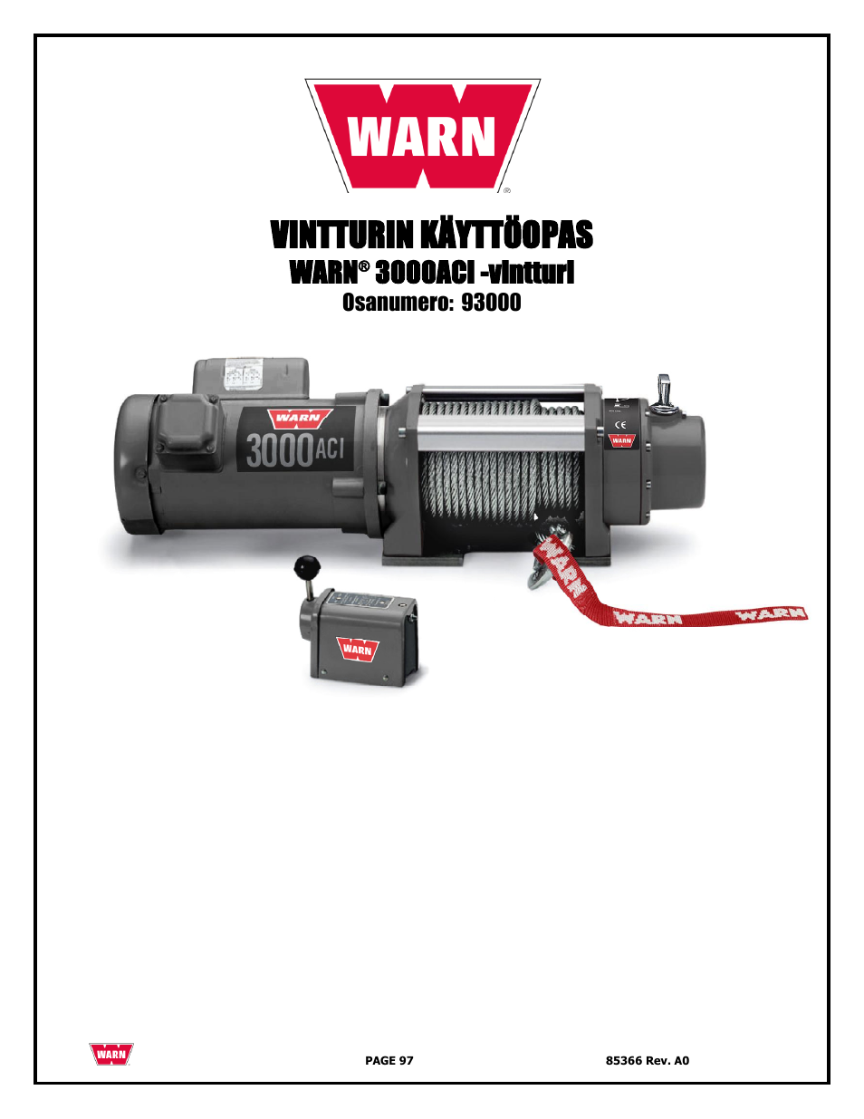 Vintturin käyttöopas, Warn, 3000aci -vintturi | WARN 3000 ACI User Manual | Page 97 / 144