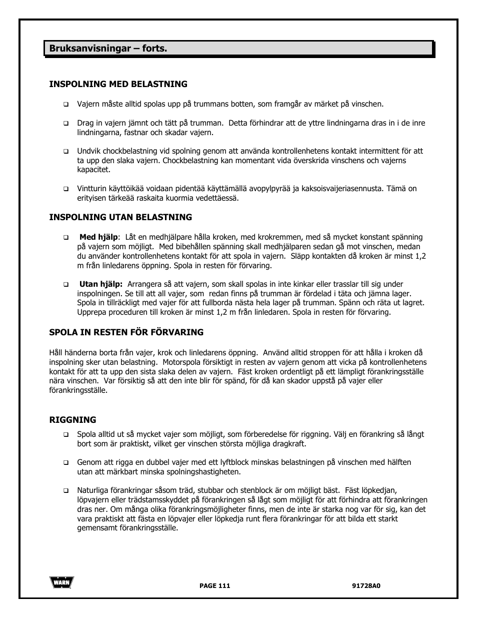 WARN 2000 DC User Manual | Page 111 / 126