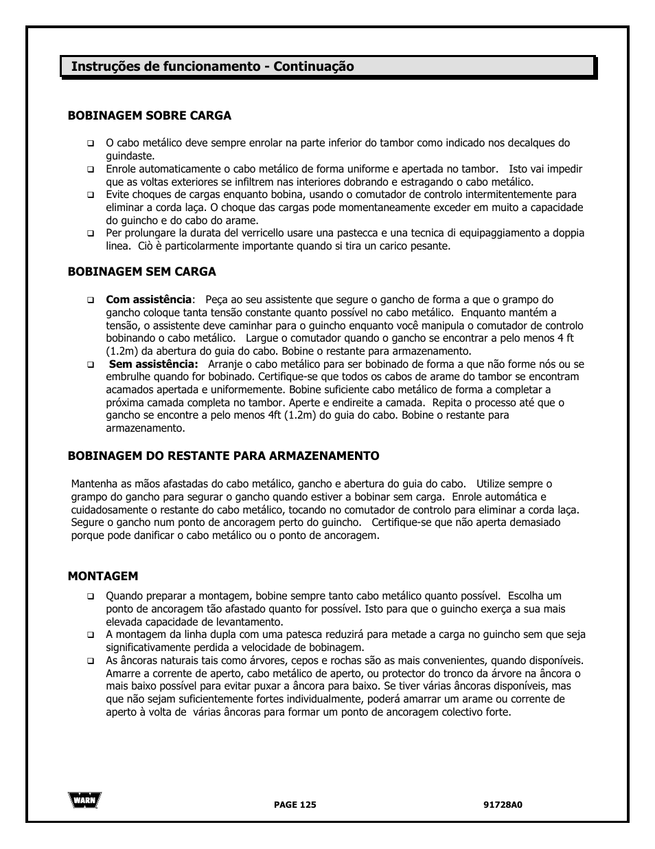 WARN 2000 DC User Manual | Page 125 / 126