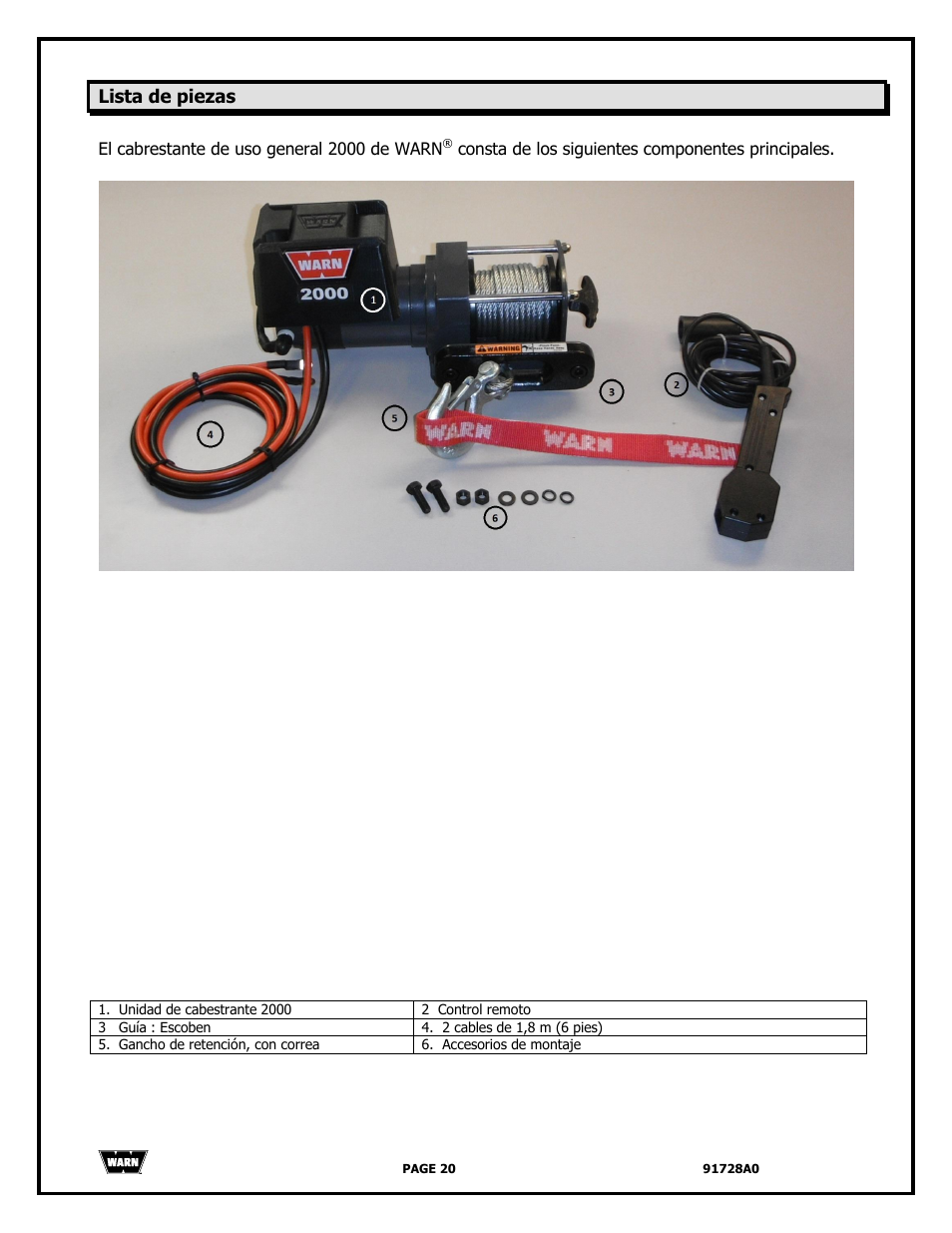 WARN 2000 DC User Manual | Page 20 / 126