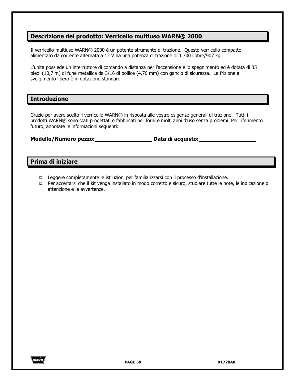 WARN 2000 DC User Manual | Page 58 / 126