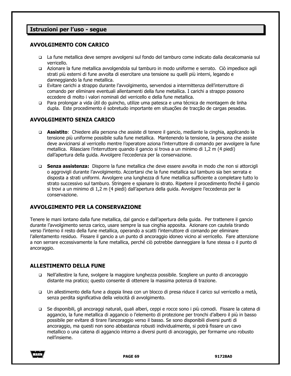 WARN 2000 DC User Manual | Page 69 / 126