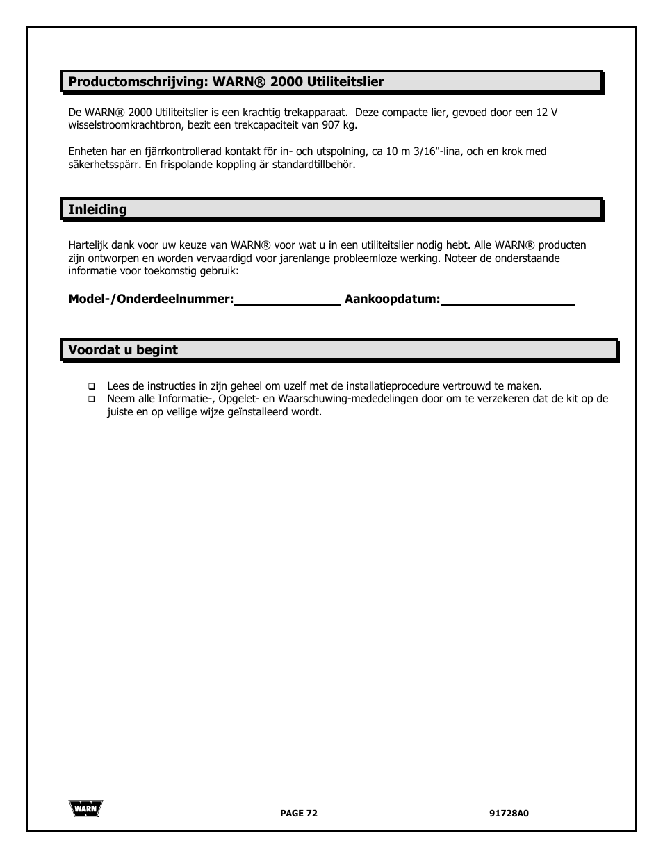 WARN 2000 DC User Manual | Page 72 / 126