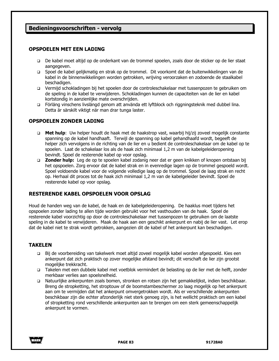 WARN 2000 DC User Manual | Page 83 / 126