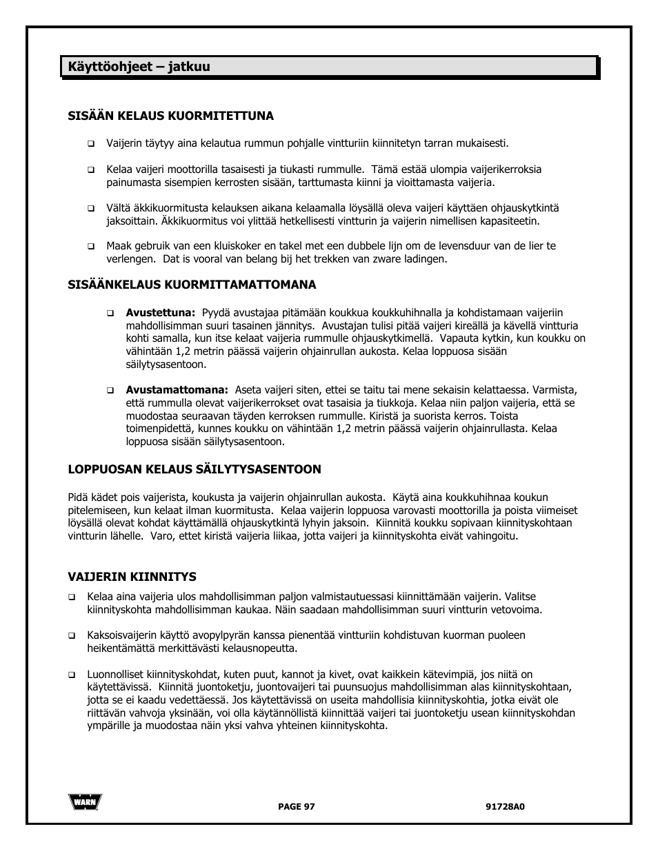 WARN 2000 DC User Manual | Page 97 / 126