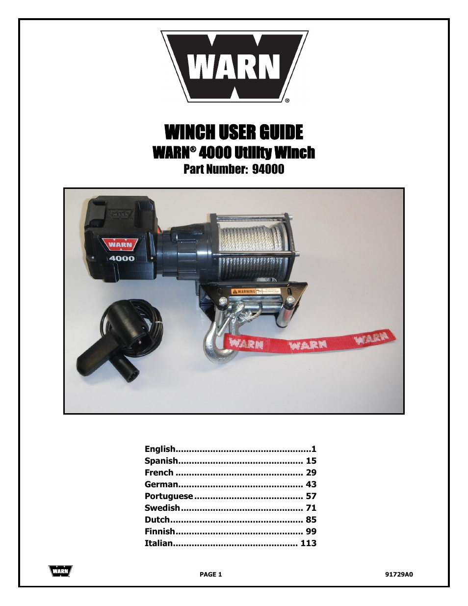 WARN 4000 DC User Manual | 126 pages