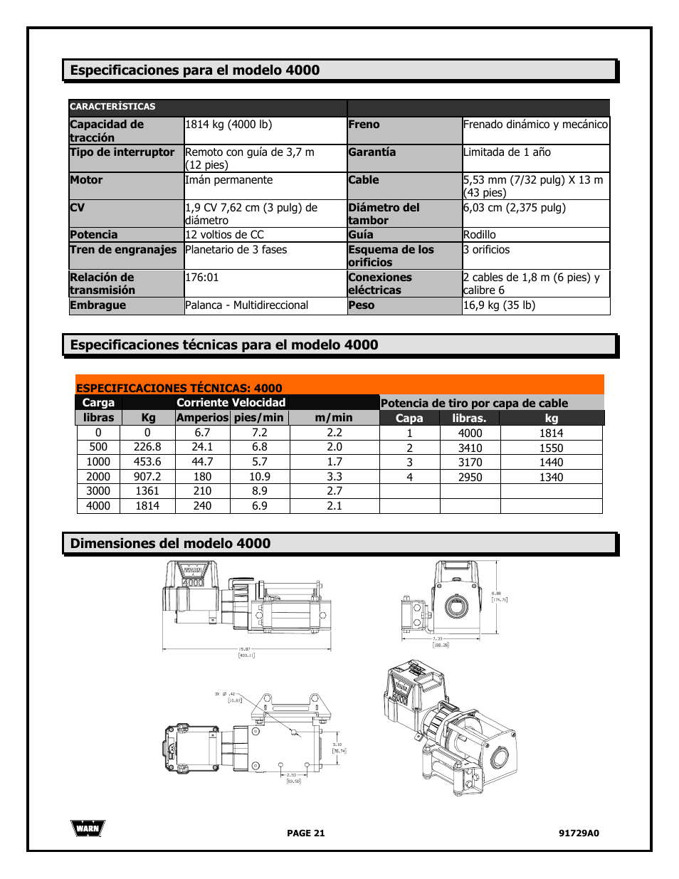 WARN 4000 DC User Manual | Page 21 / 126