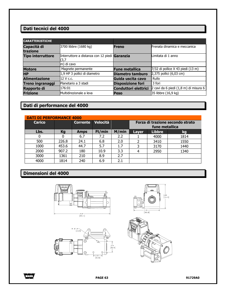 WARN 4000 DC User Manual | Page 63 / 126