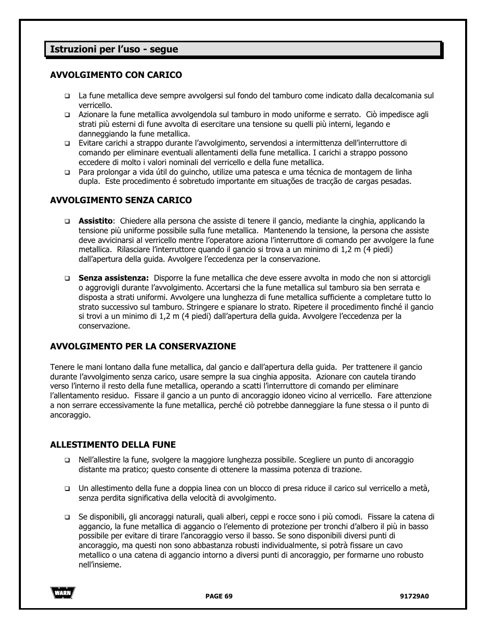 WARN 4000 DC User Manual | Page 69 / 126