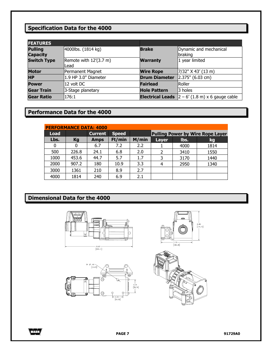 WARN 4000 DC User Manual | Page 7 / 126