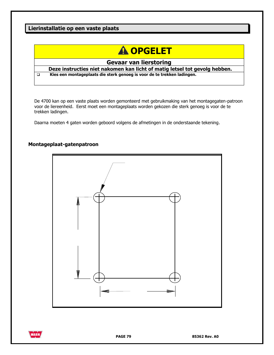 Opgelet, 114mm, 105mm | WARN 4700 DC User Manual | Page 79 / 127