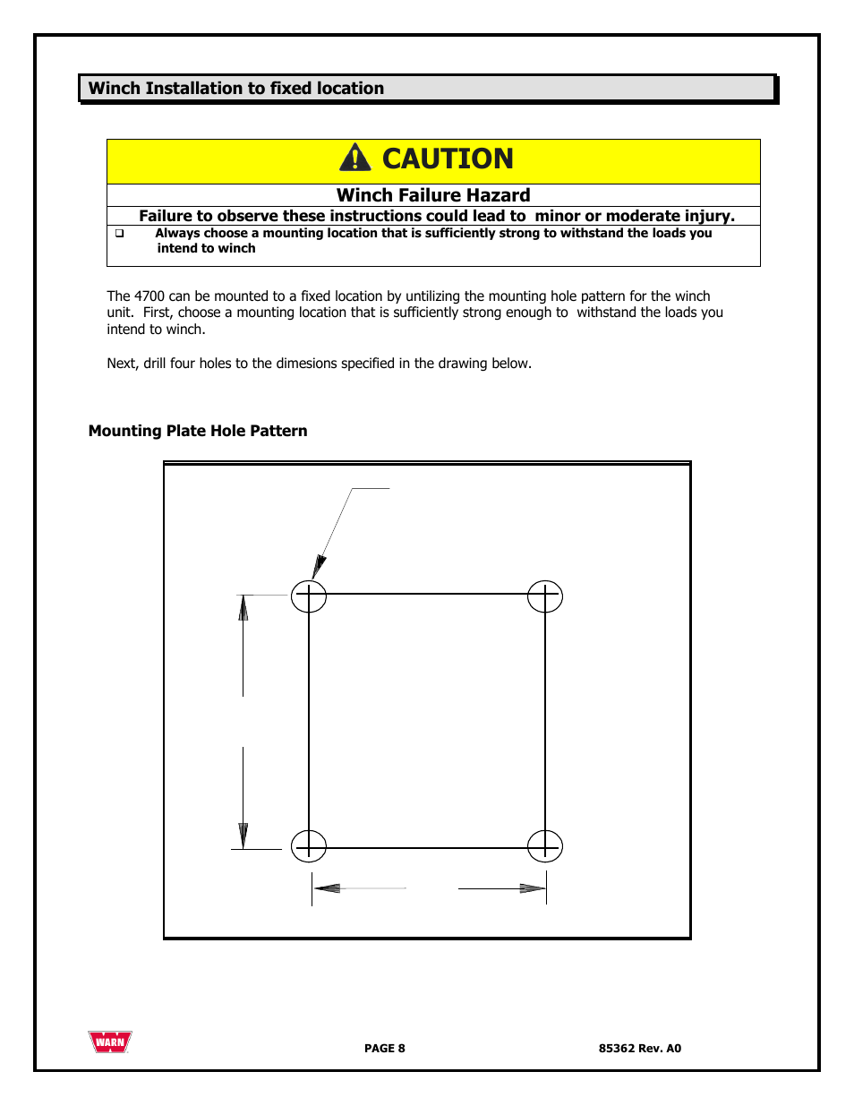 Caution, 114mm, 105mm | WARN 4700 DC User Manual | Page 8 / 127