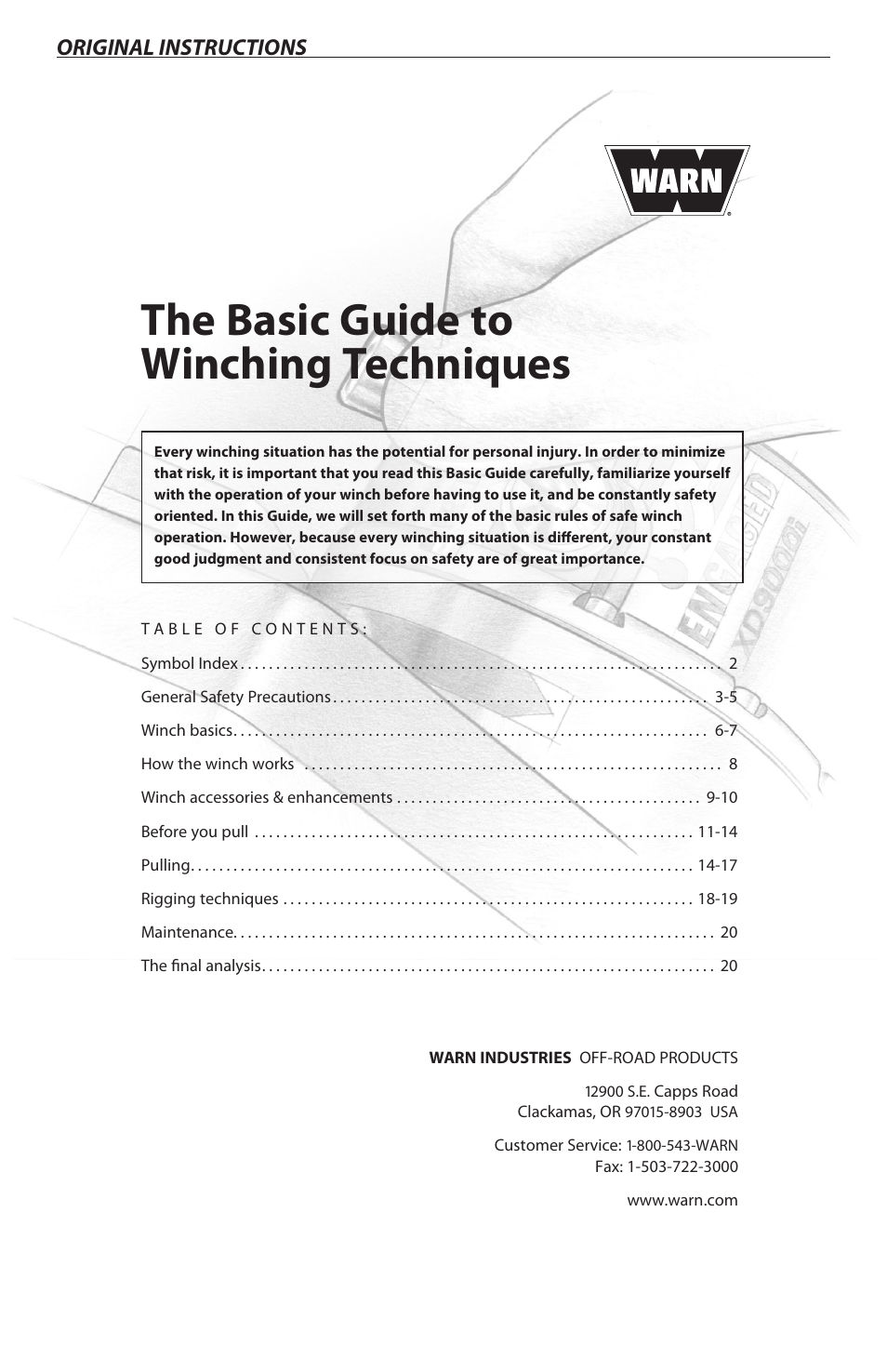 The basic guide to winching techniques | WARN Tabor 12K User Manual | Page 3 / 33