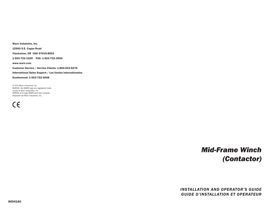 WARN 9.5xp User Manual | 20 pages
