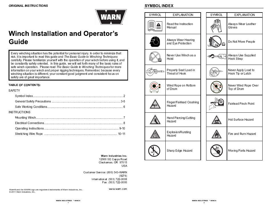 WARN 9.5xp User Manual | Page 3 / 20