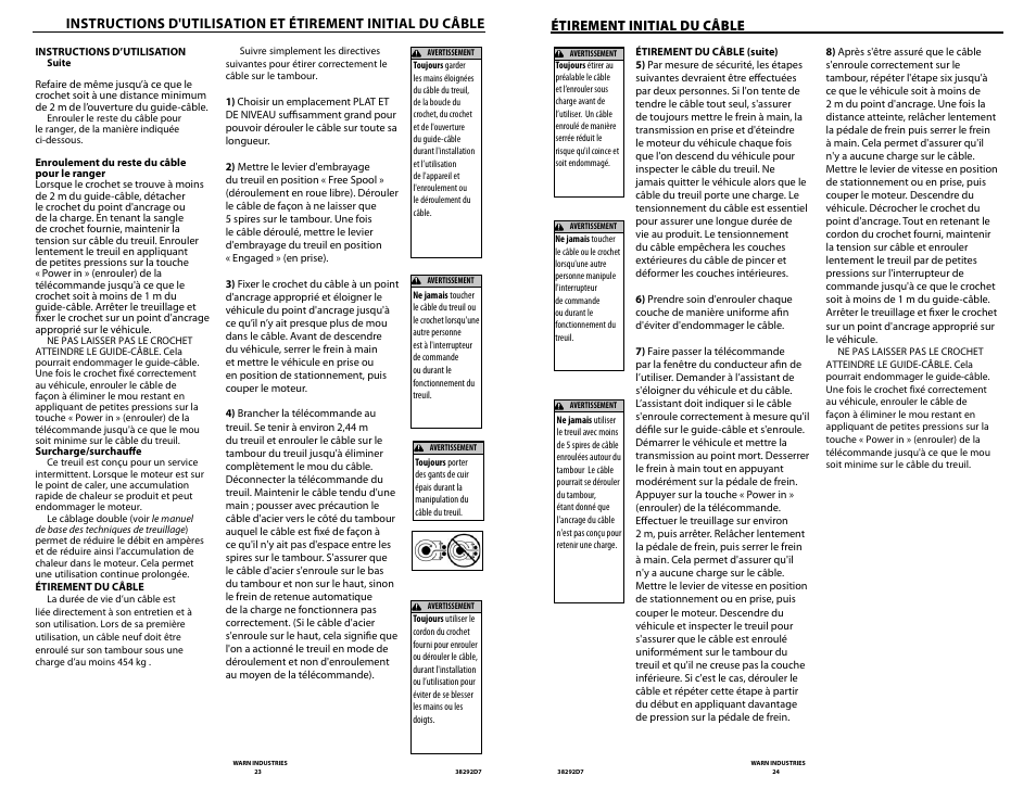Étirement initial du câble | WARN M8274-50 User Manual | Page 14 / 20