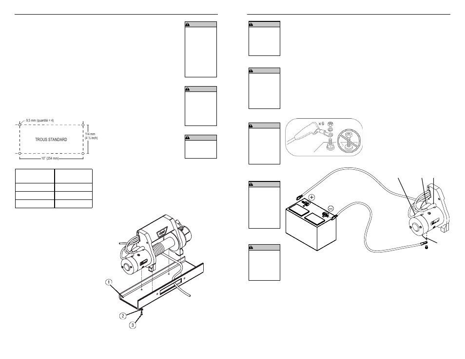 Montage du treuil, Raccordements électriques | WARN XD9000i User Manual | Page 12 / 38