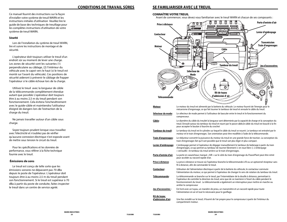 Conditions de travail sûres, Se familiariser avec le treuil | WARN POWERPLANT 9.5 User Manual | Page 14 / 44