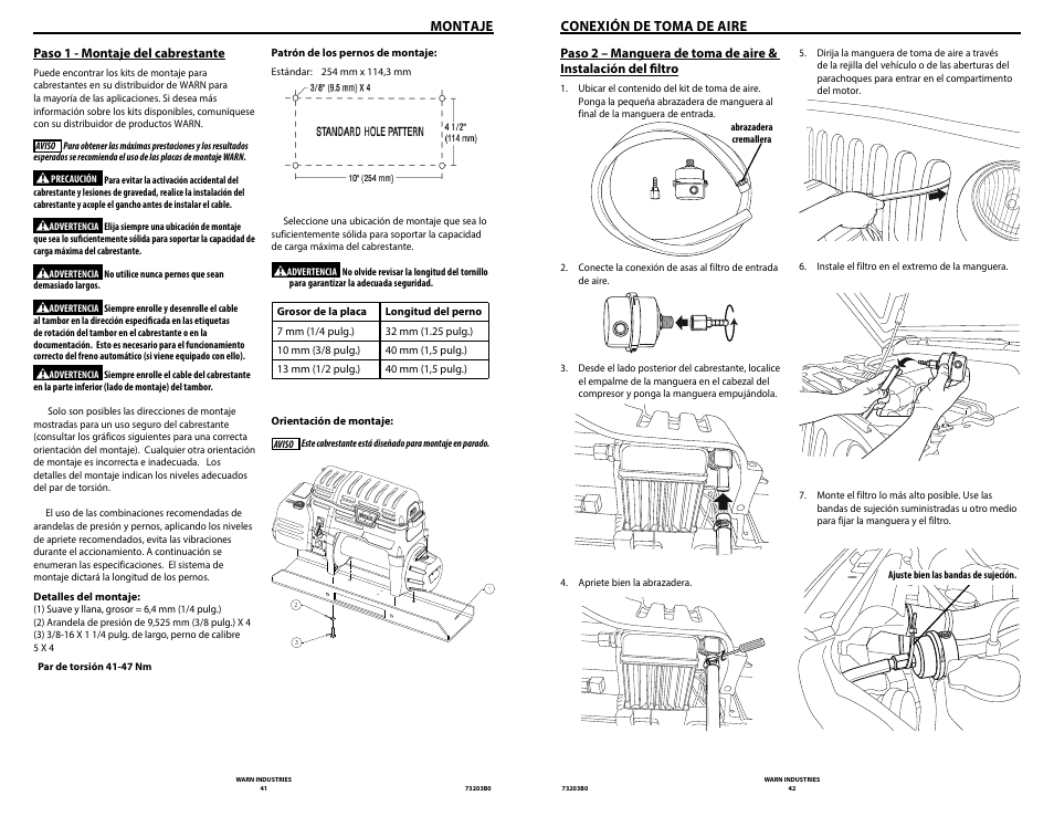 Montaje, Conexión de toma de aire | WARN POWERPLANT 9.5 User Manual | Page 23 / 44