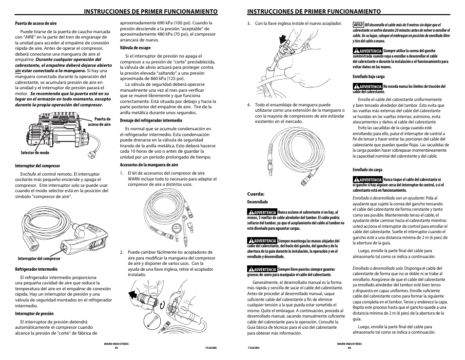 Instrucciones de primer funcionamiento | WARN POWERPLANT 9.5 User Manual | Page 25 / 44