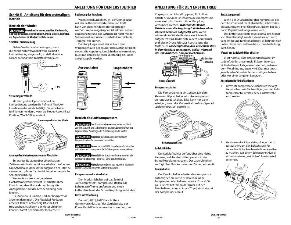 Anleitung für den erstbetrieb | WARN POWERPLANT 9.5 User Manual | Page 33 / 44