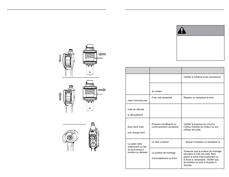 Dépannage : palans hydrauliques, Freno mecánico, Qué es una grúa | Control remoto, Avertissement | WARN HY3000 INDUSTRIAL HOIST User Manual | Page 39 / 82