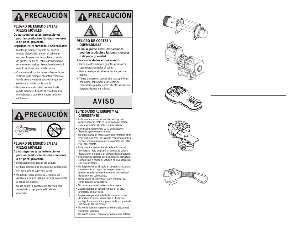 Precaución | WARN WIRELESS CONTROL SYSTEM 90287 User Manual | Page 16 / 42