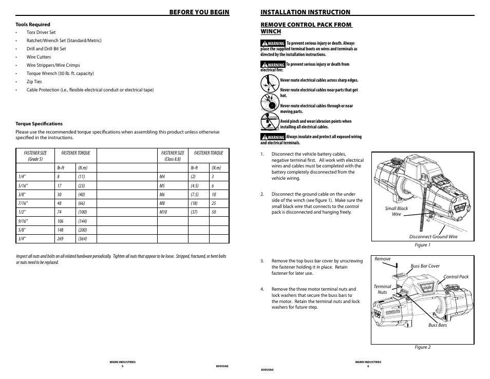 Before you begin, Installation instruction | WARN ZEON CONTROL PACK RELOCATION KIT 78 User Manual | Page 5 / 8