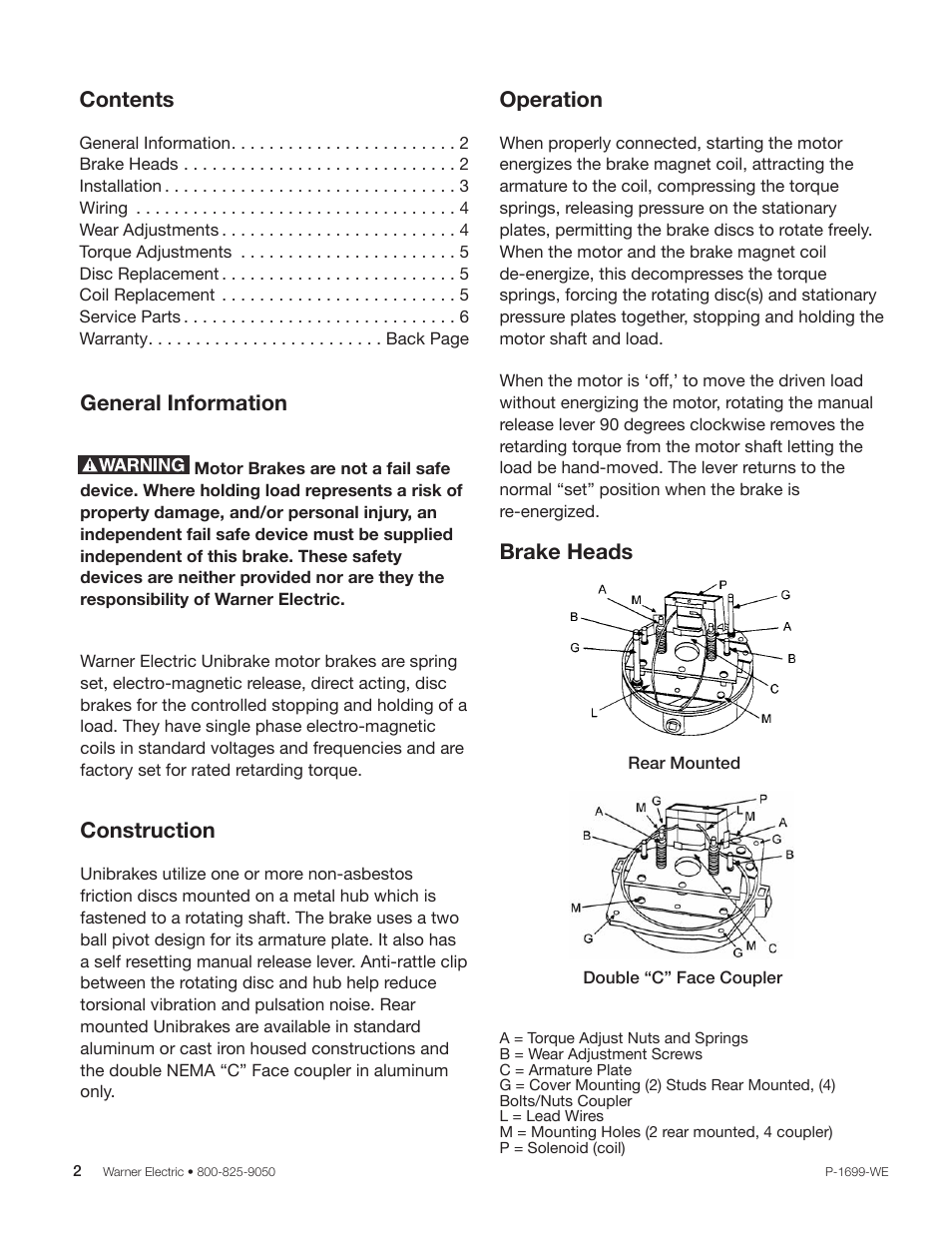 Warner Electric UNIBRAKE User Manual | Page 2 / 8