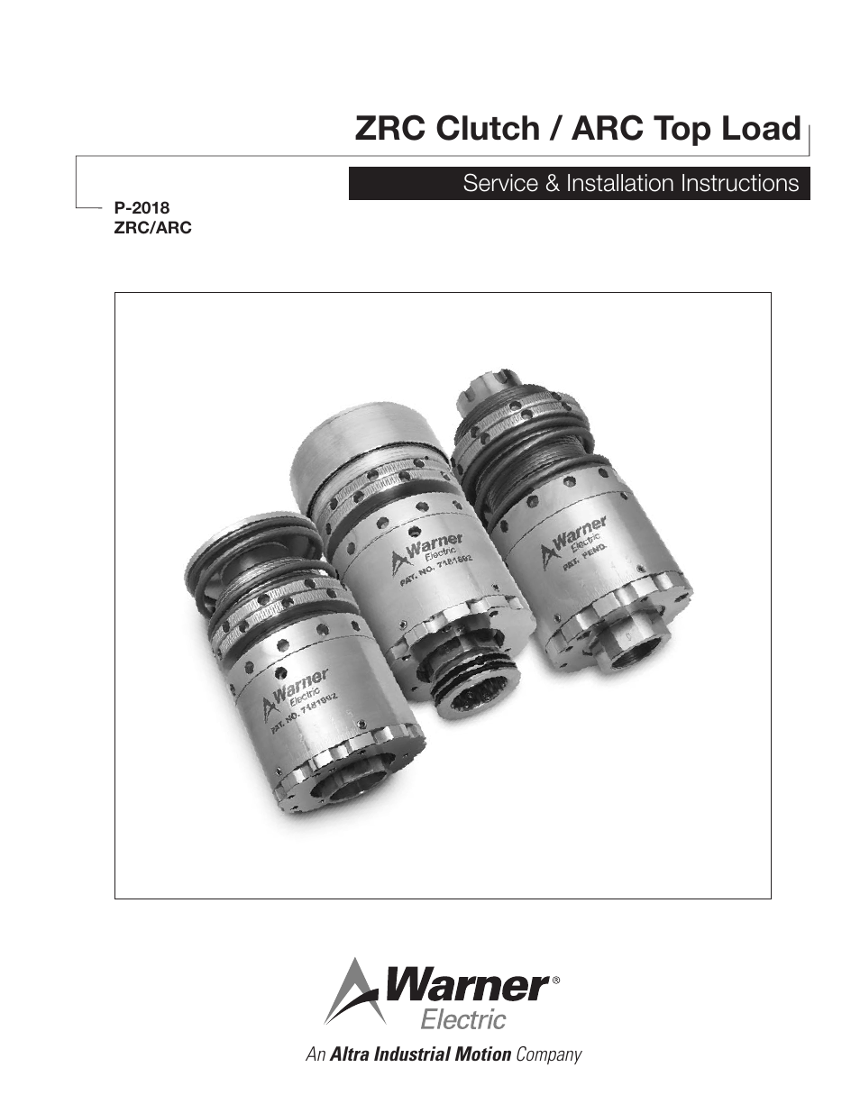 Warner Electric ZRC Clutch_ARC Top Load User Manual | 18 pages