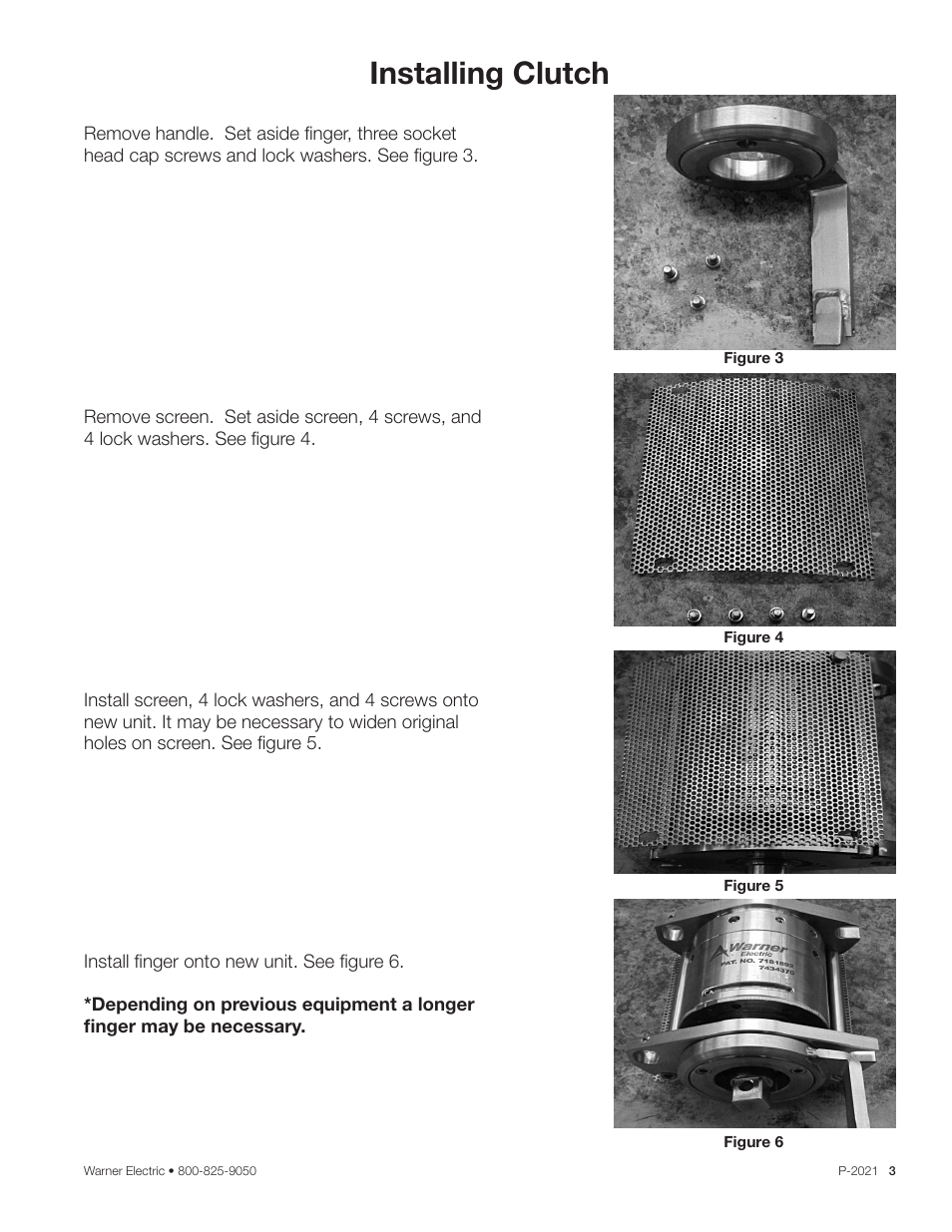Installing clutch | Warner Electric Dairy Cap Chuck User Manual | Page 3 / 24