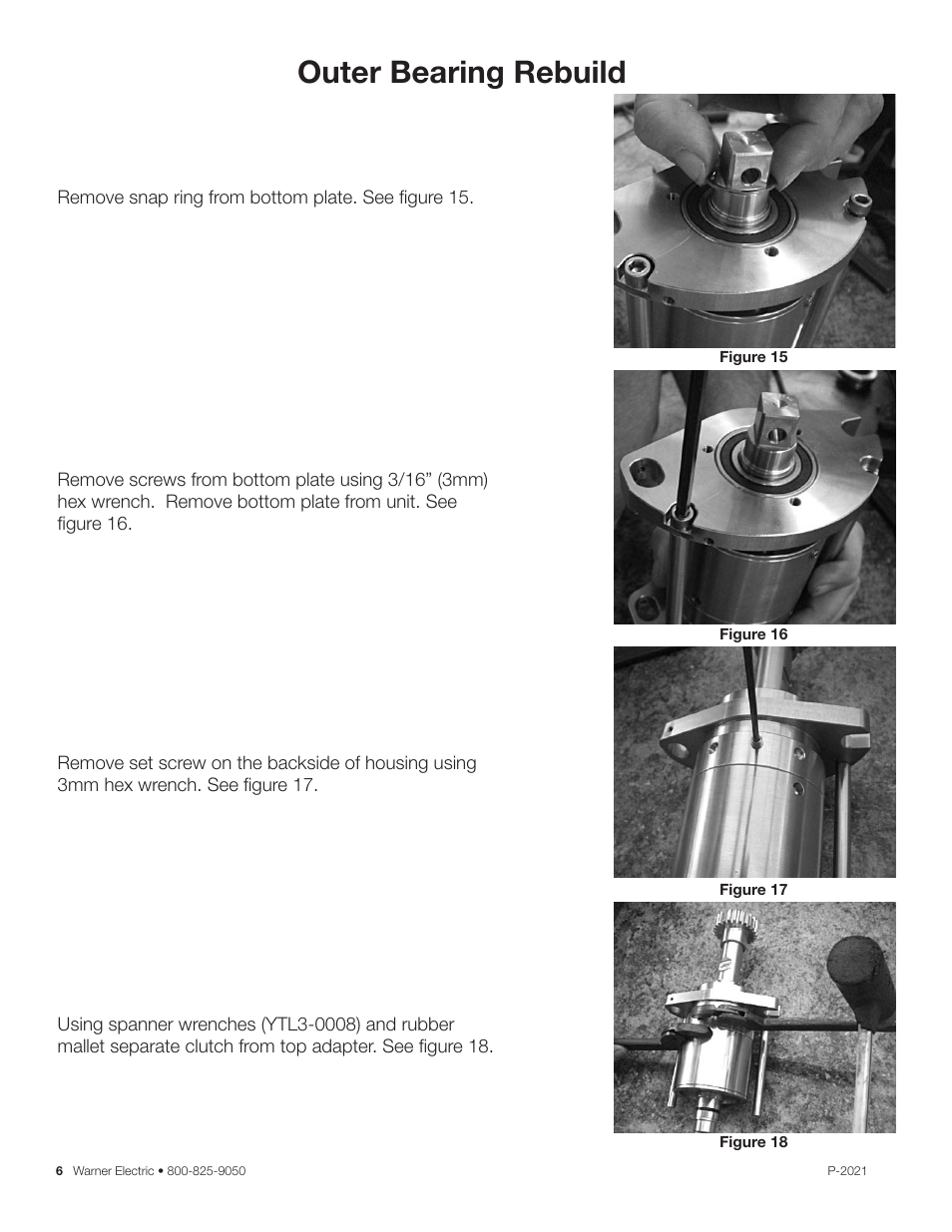 Outer bearing rebuild | Warner Electric Dairy Cap Chuck User Manual | Page 6 / 24