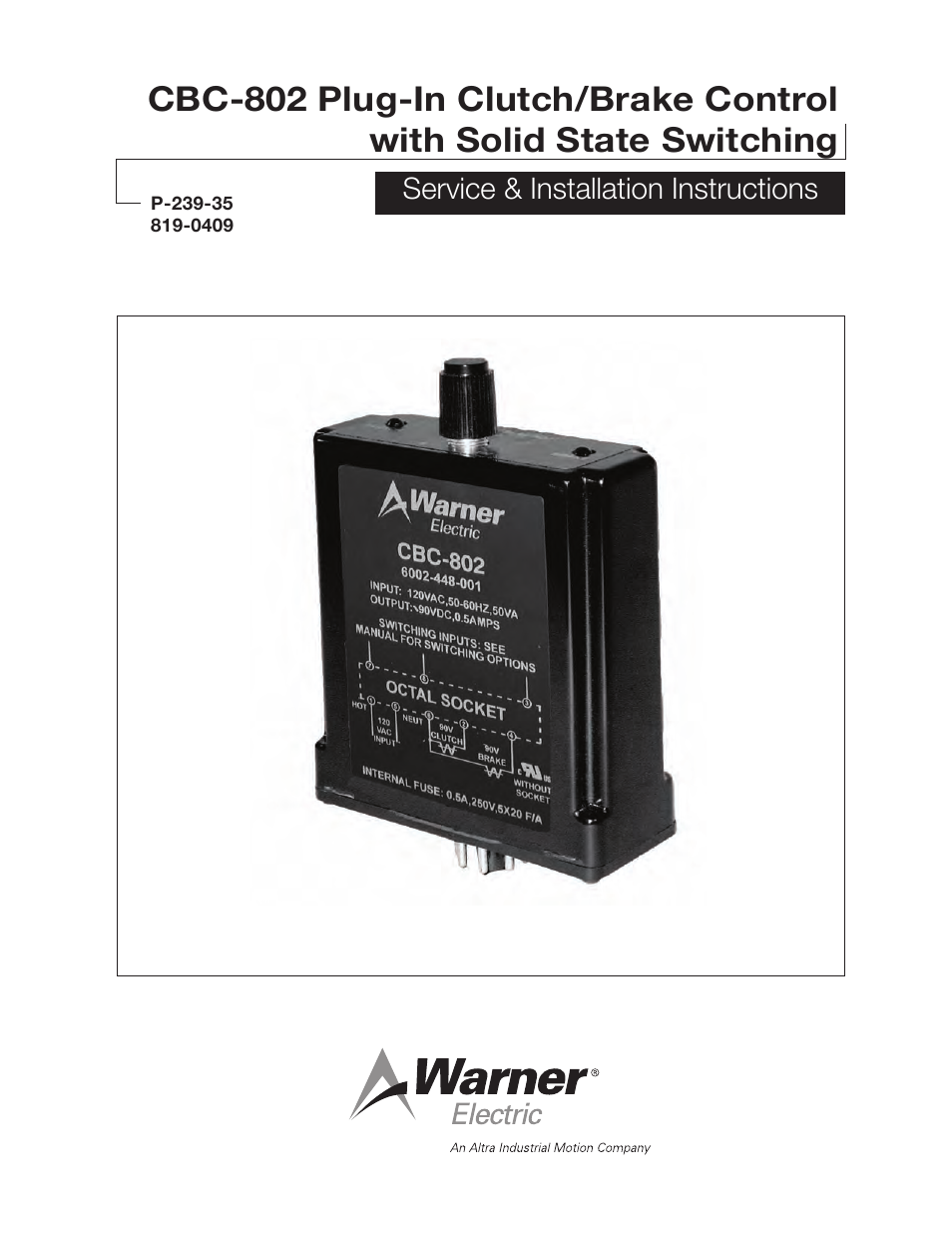 Warner Electric CBC-802 User Manual | 6 pages