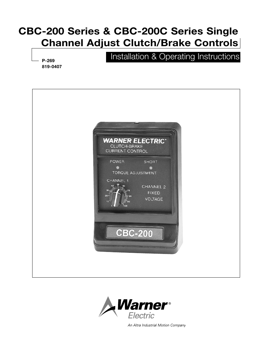 Warner Electric CBC-200C Single User Manual | 14 pages