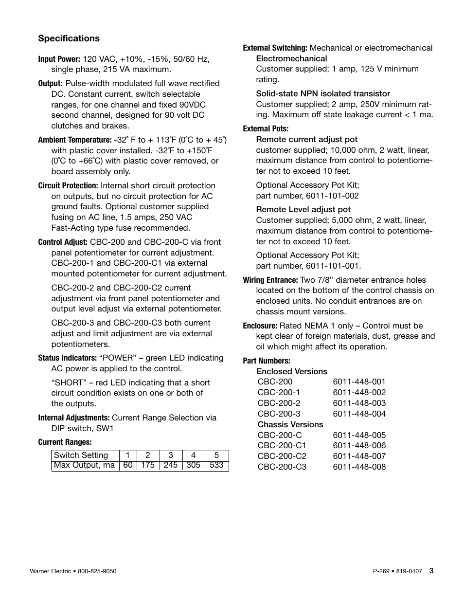 Warner Electric CBC-200C Single User Manual | Page 3 / 14