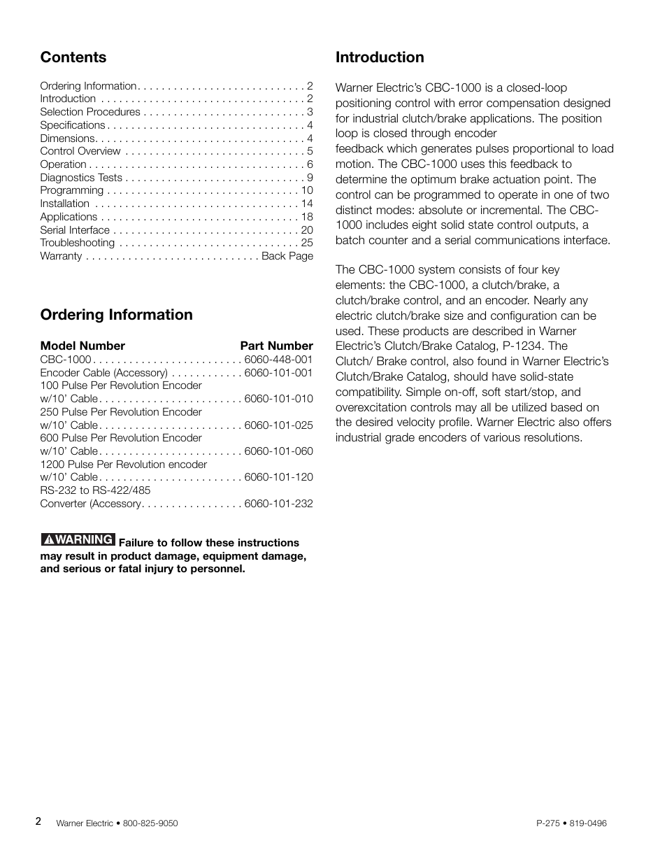 Warner Electric CBC-1000 User Manual | Page 2 / 28