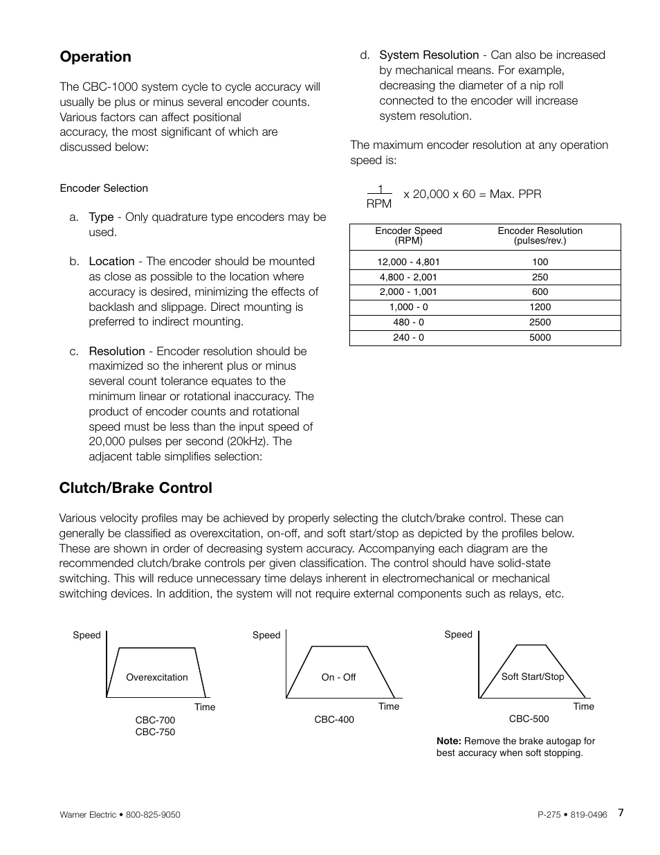 Operation, Clutch/brake control | Warner Electric CBC-1000 User Manual | Page 9 / 28