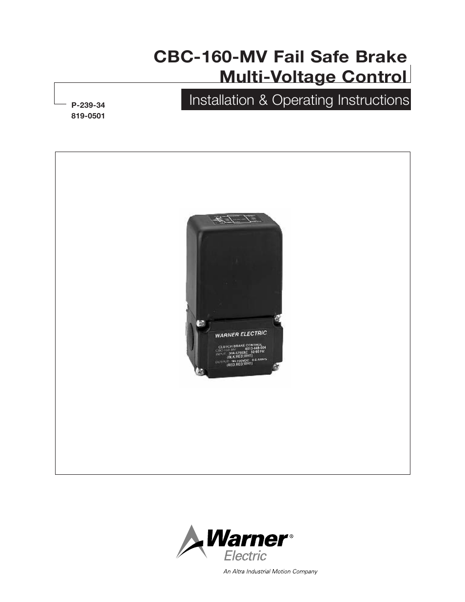 Warner Electric CBC-160-MV User Manual | 4 pages