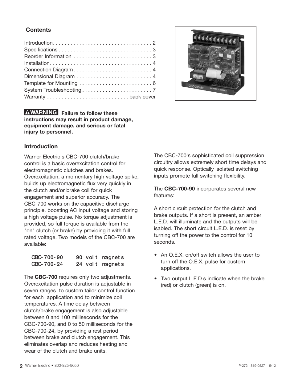 Warner Electric CBC-700 User Manual | Page 2 / 8