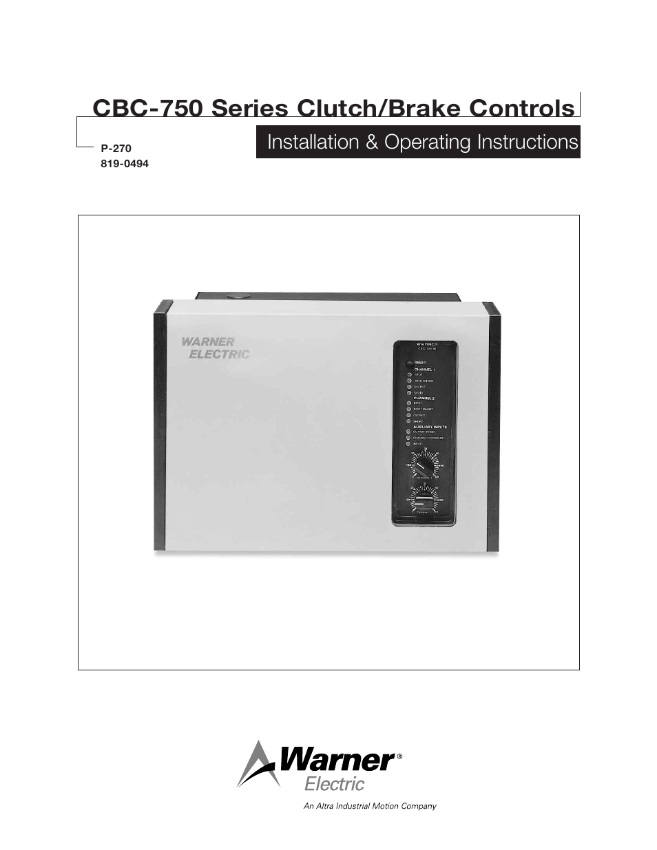 Warner Electric CBC-750 User Manual | 16 pages