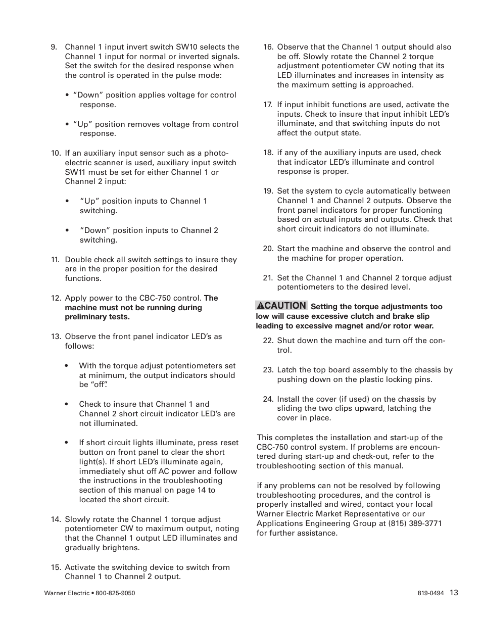 Warner Electric CBC-750 User Manual | Page 13 / 16