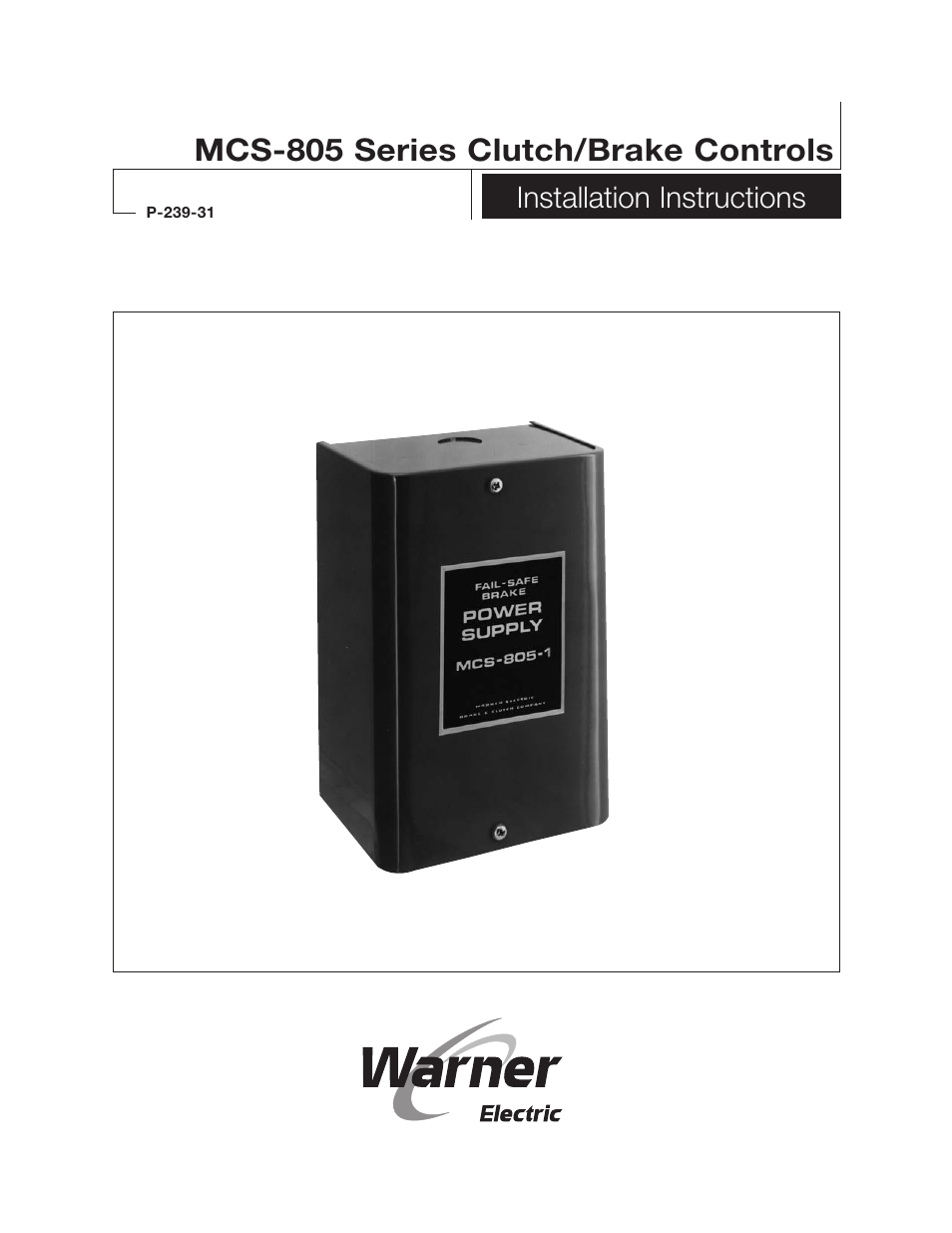 Warner Electric MCS-805 User Manual | 6 pages