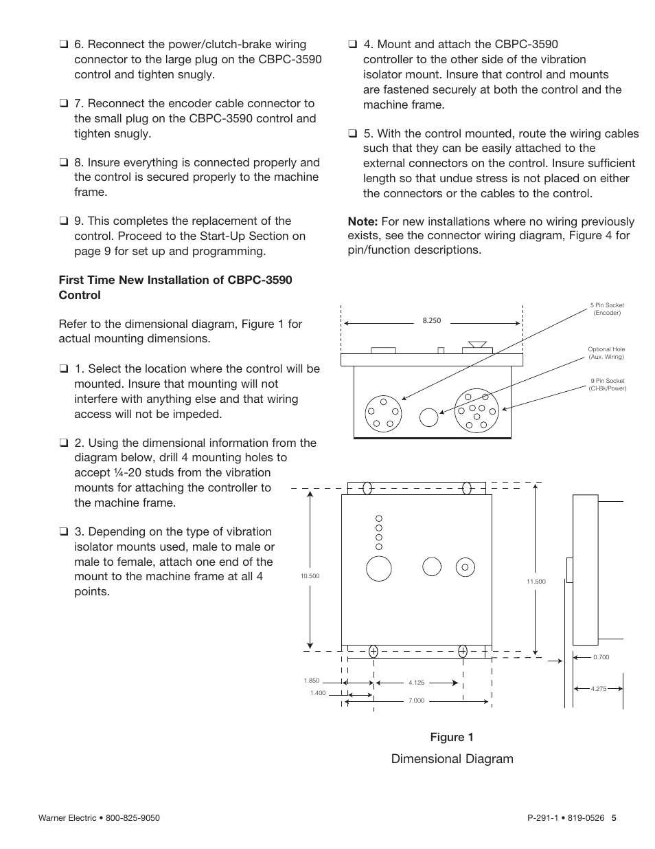 Dimensional diagram | Warner Electric CBPC-3590 User Manual | Page 5 / 22