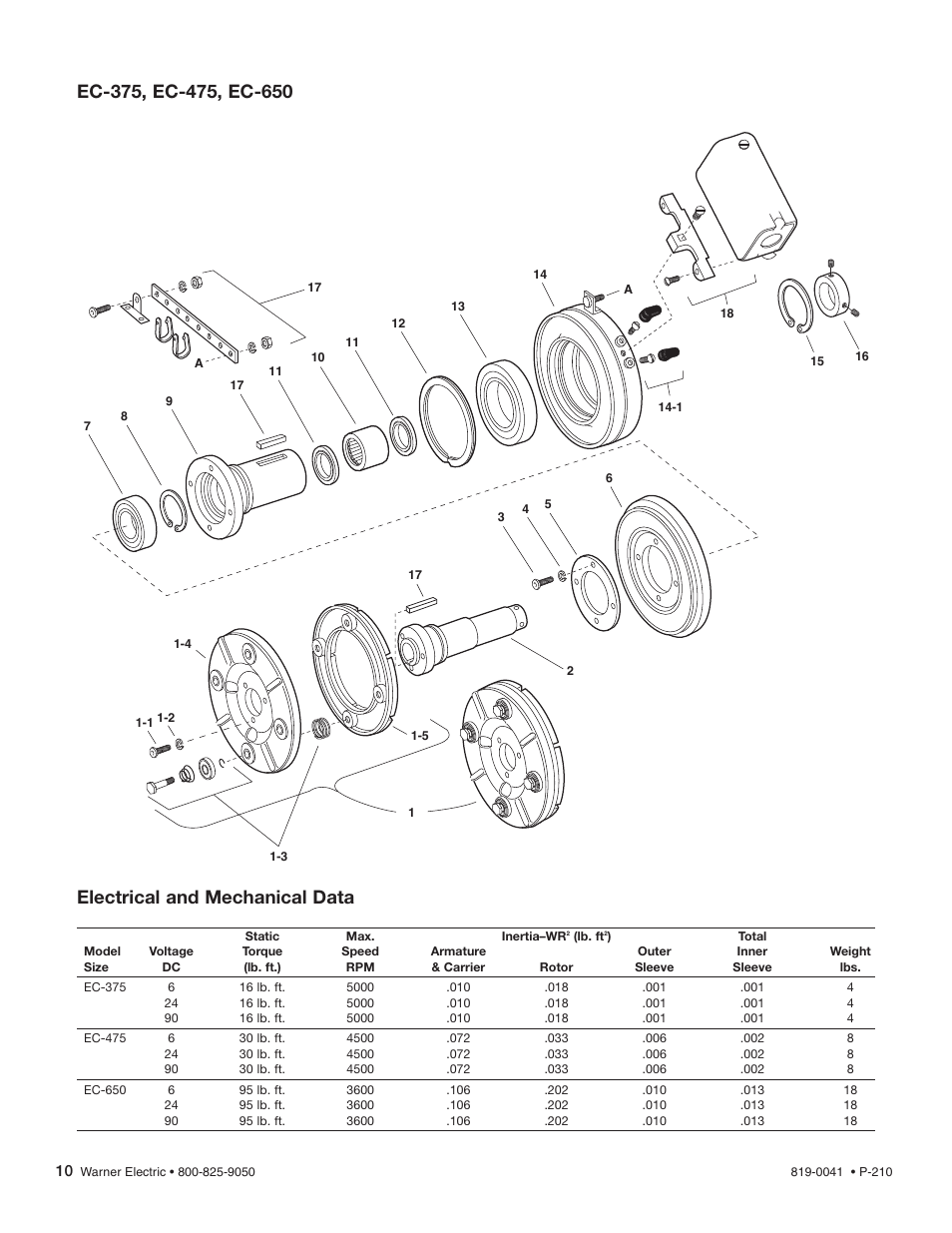 Warner Electric Electro-Clutch EC-375, EC-475, EC-650, EC-825, EC-1000, EC-1225 User Manual | Page 10 / 20