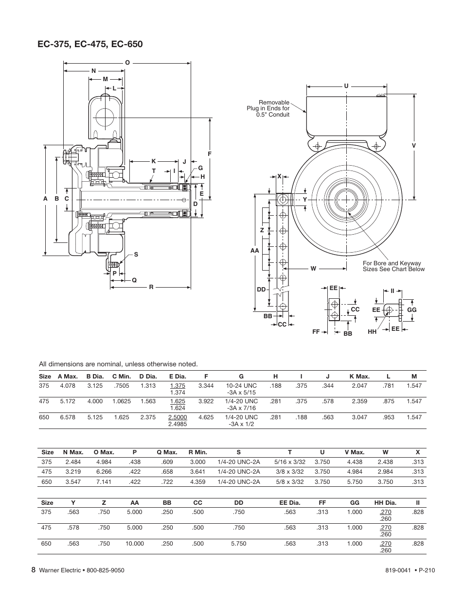 Warner Electric Electro-Clutch EC-375, EC-475, EC-650, EC-825, EC-1000, EC-1225 User Manual | Page 8 / 20
