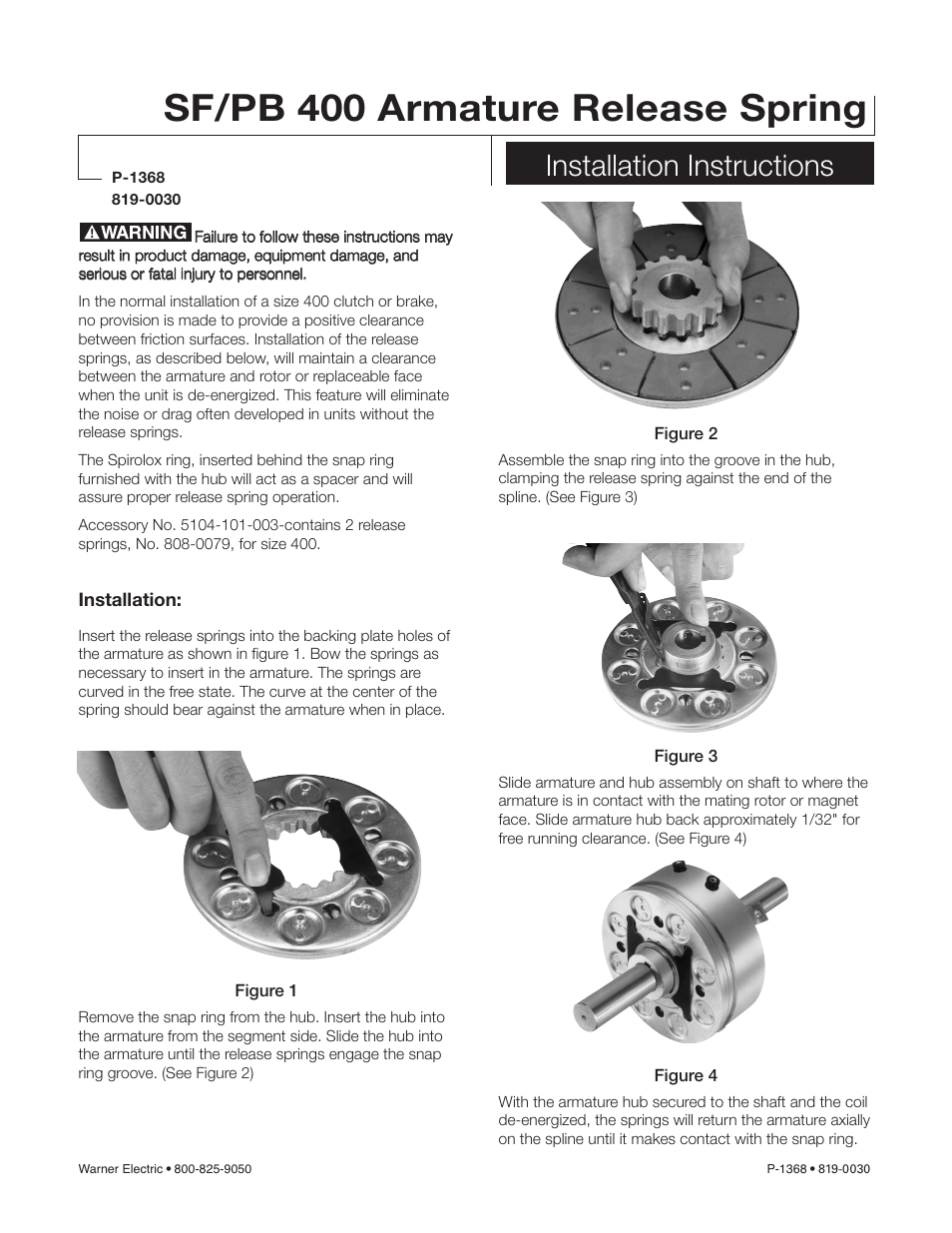 Warner Electric SF_PB 400 User Manual | 2 pages