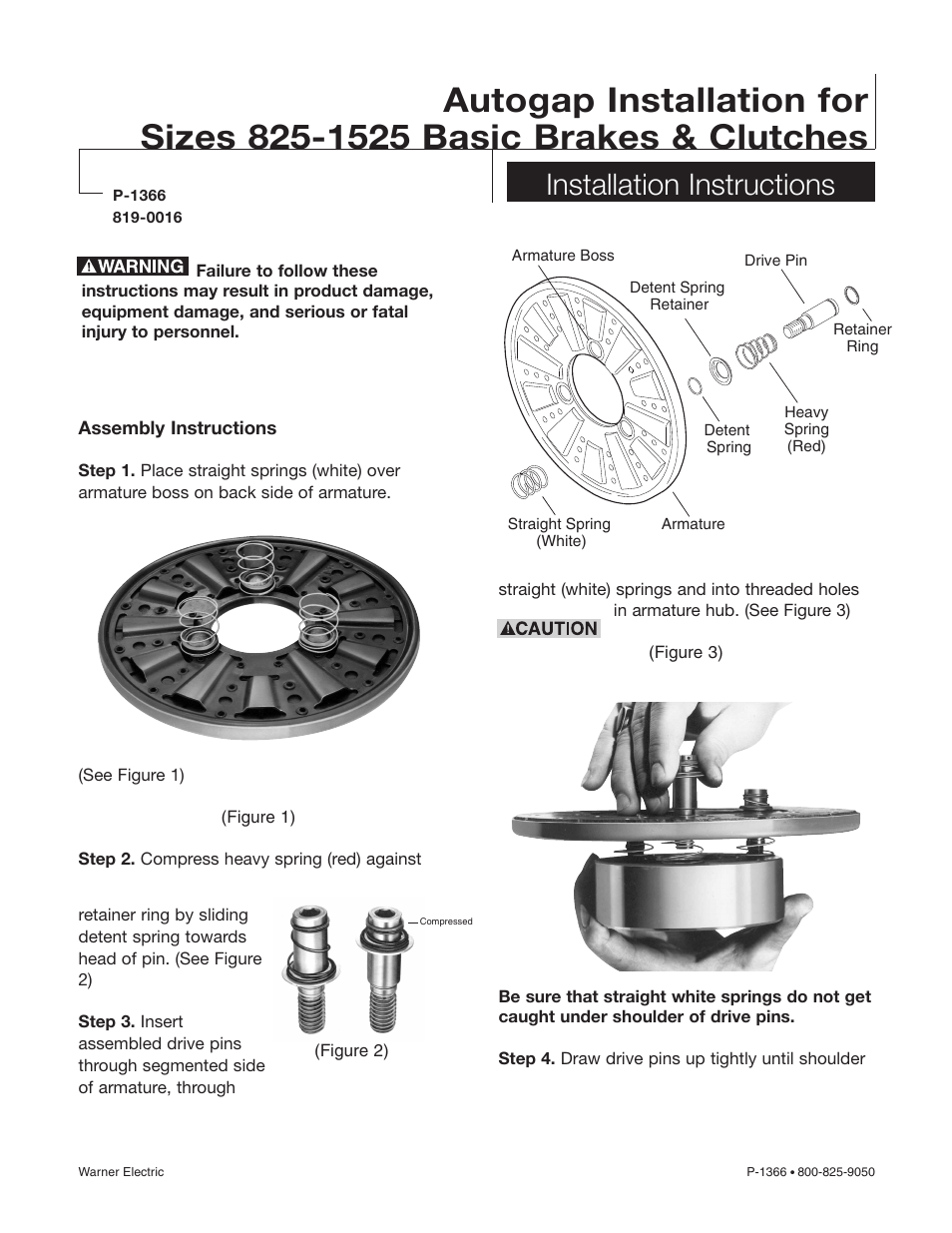 Warner Electric Autogap 825-1525 User Manual | 4 pages